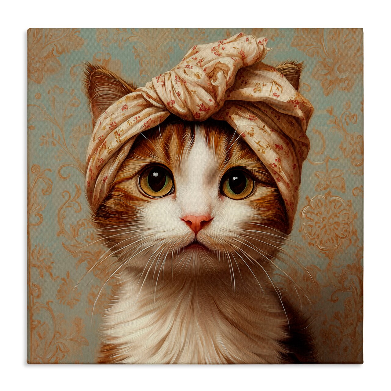 Stupell Industries Cat with Fashionable Turban Canvas, design by Jim Baldwin